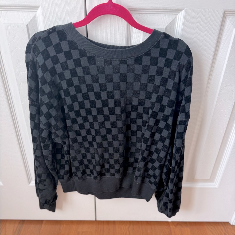 Paige Checker Crewneck - Velvet - Small - Black